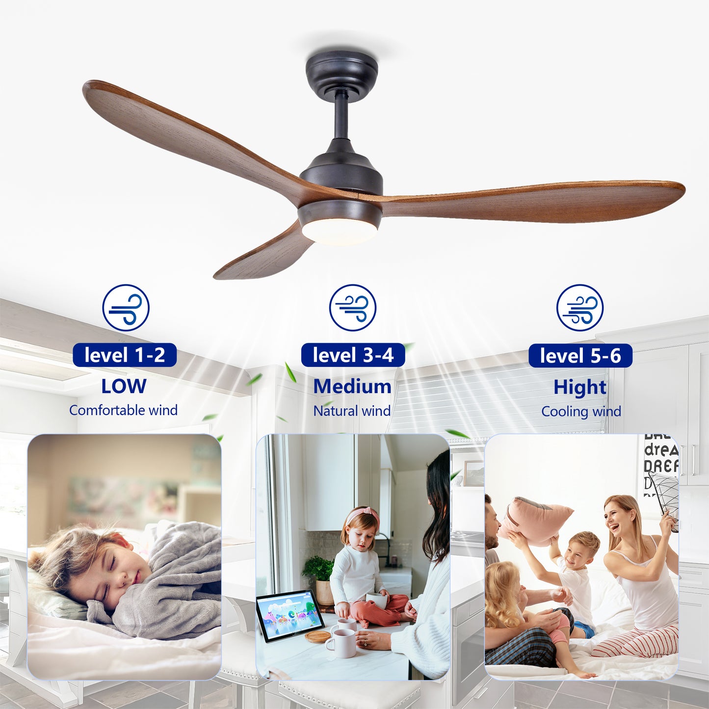 52" Black Reversible Ceiling Fan with Light - view 11