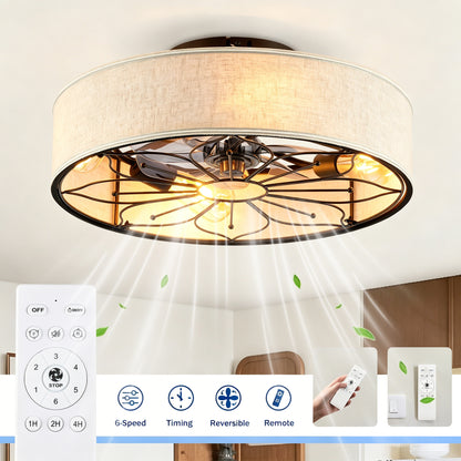 20" Lotus Fabric Bladeless Ceiling Fan with Remote - view 6