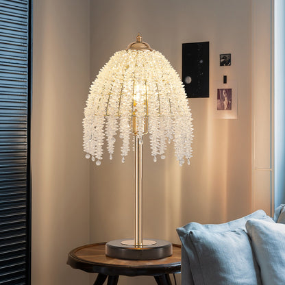 19"H Gold Waterfall Crystal Table Lamp with Marble Base - view 3