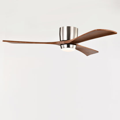 52" Nickel Flush Mount Wood Ceiling Fan with Remote - view 14