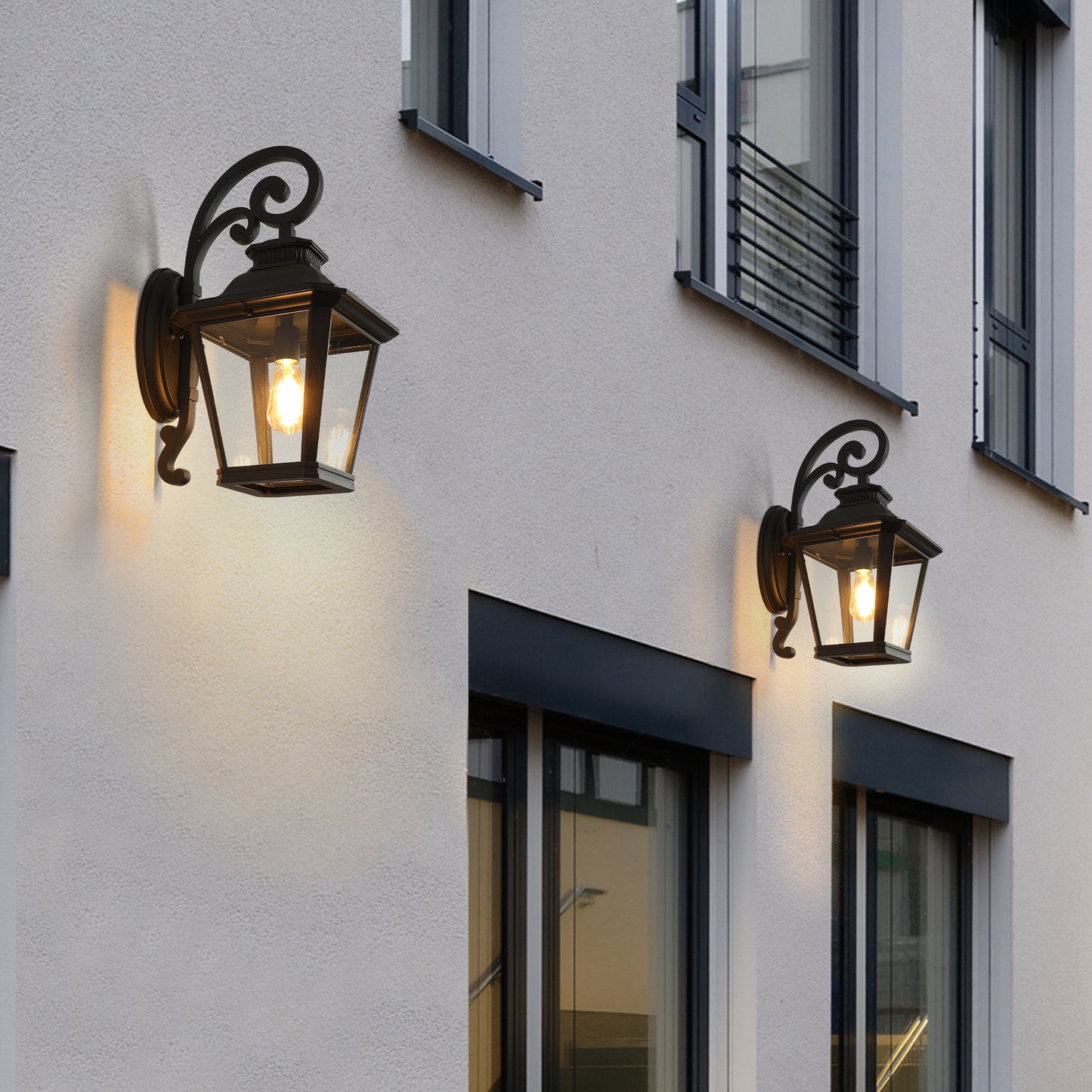 14" Black Vintage Outdoor Wall Lantern, Set of 2 - view 2