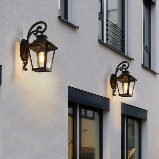 14" Black Vintage Outdoor Wall Lantern, Set of 2 - view 2