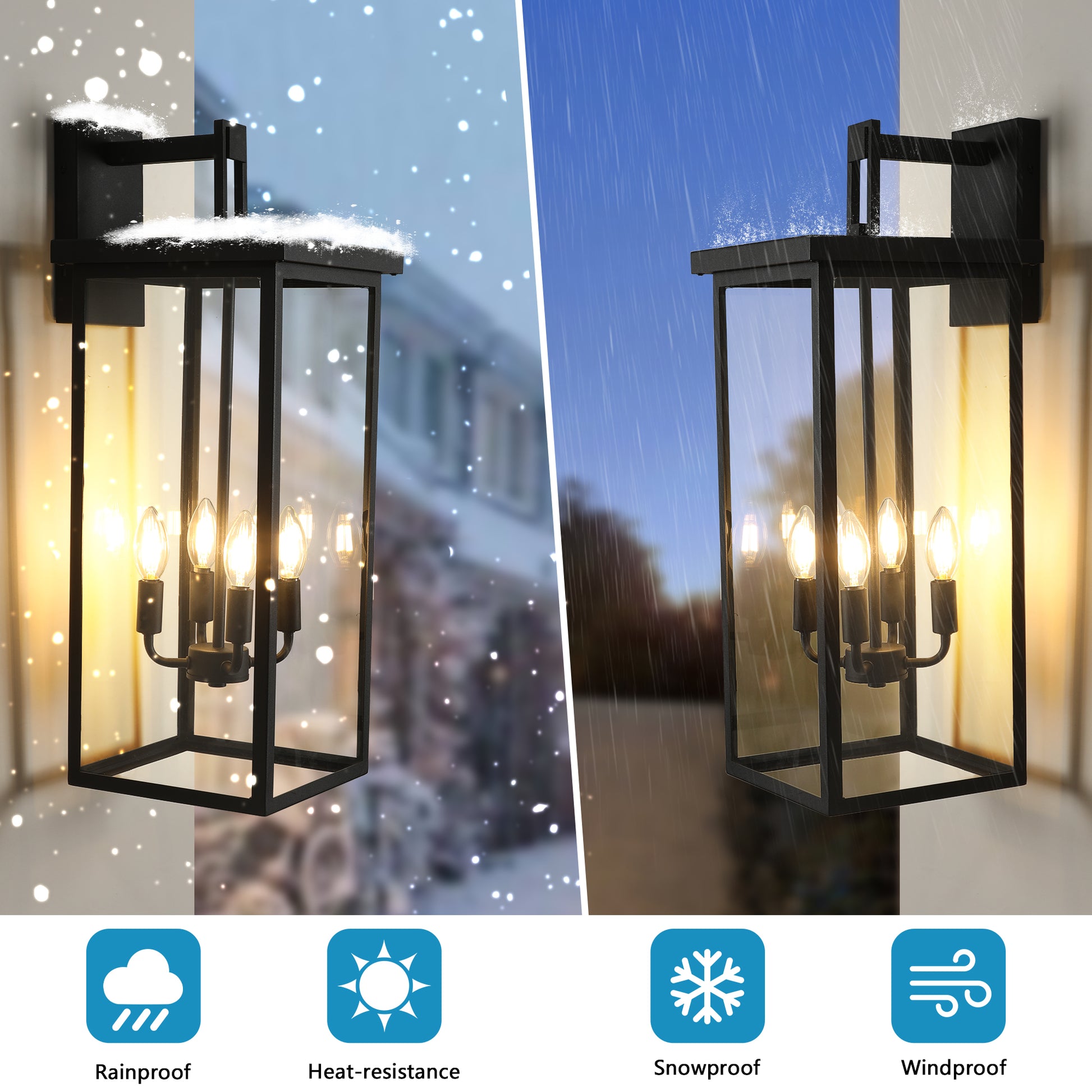 26"H Black Outdoor Wall Lantern with Clear Glass - view 7