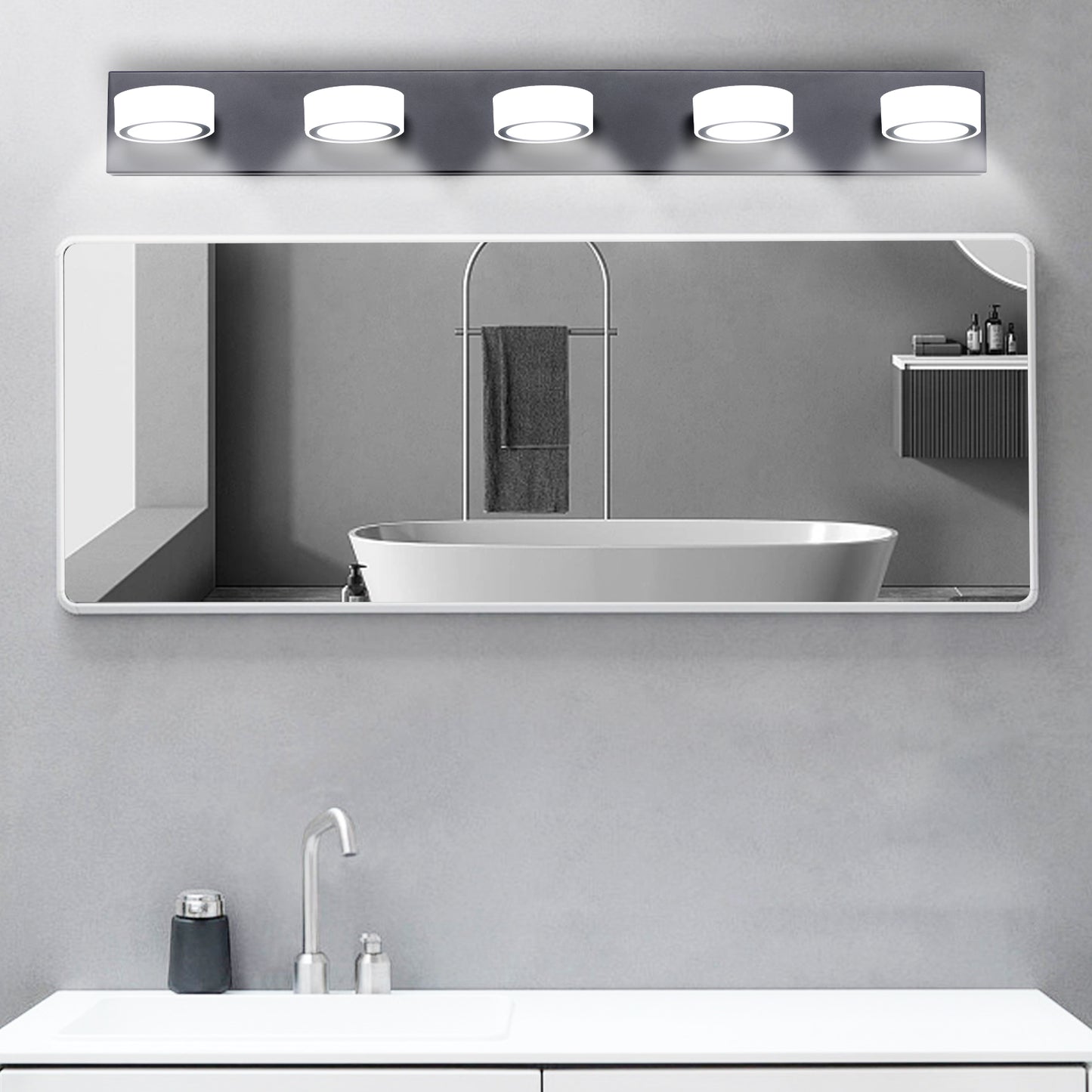 37" 5-Light Black LED Vanity Wall Light