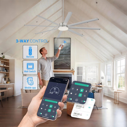 88" Silver Industrial Aluminum Ceiling Fan with Remote - view 13