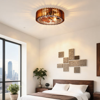 20" Wood Flush Mount Ceiling Fan with Remote - view 5