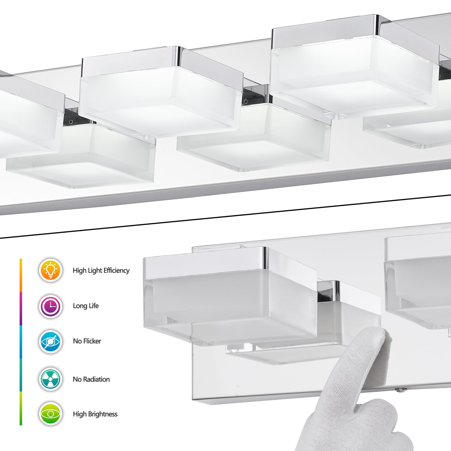 Modern 5-Light Chrome LED Vanity Light - view 6