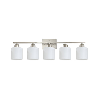 5-Light Brushed Nickel Vanity Wall Light with Frosted Glass - view 8