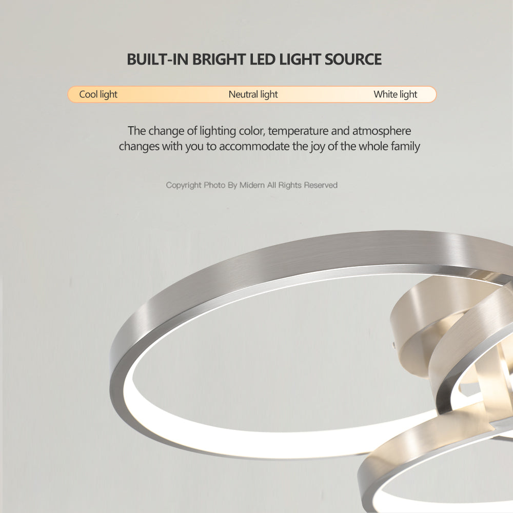 20" Brushed Nickel 3-Ring LED Flush Mount Ceiling Light - view 7