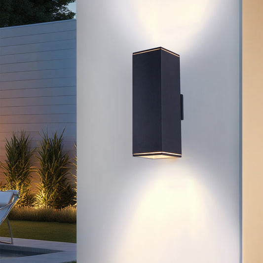 18" Matte Black Outdoor Wall Light, Set of 2 - view 2
