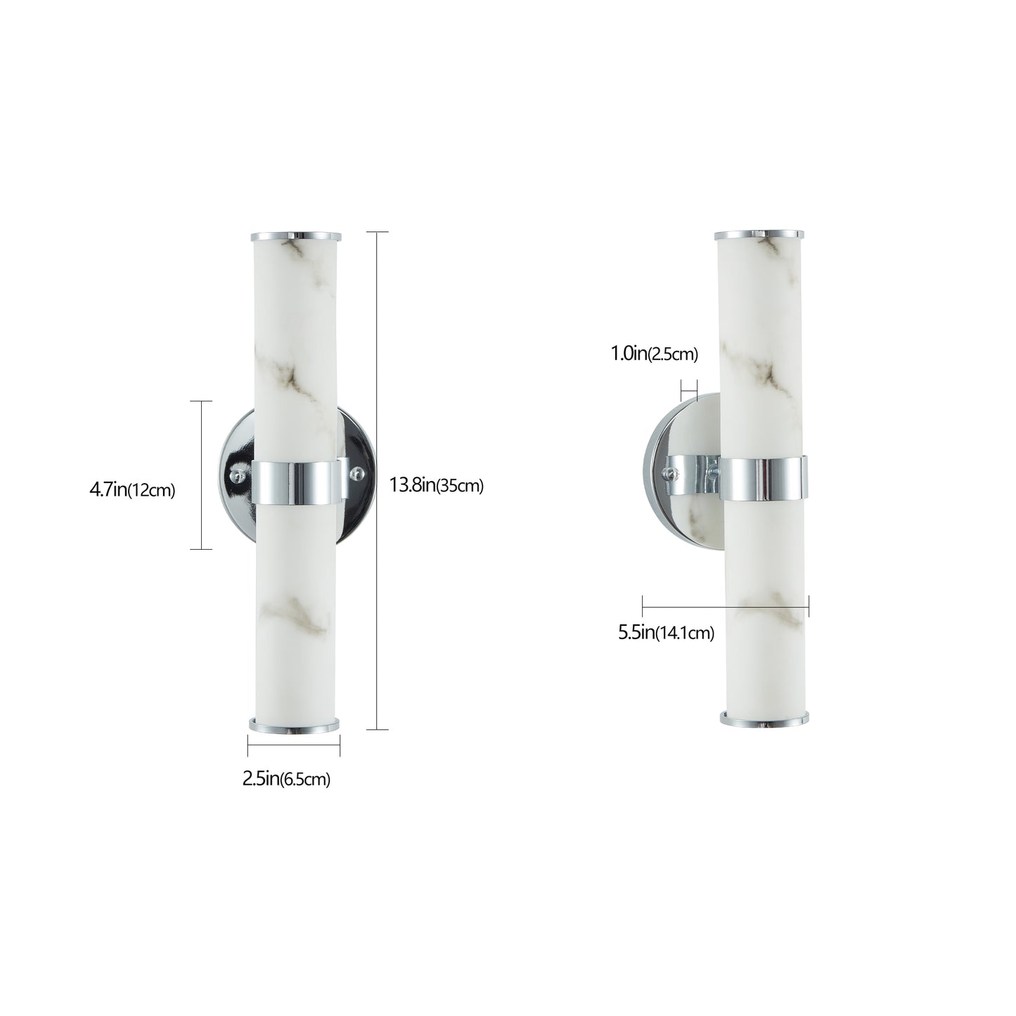 Chrome Faux Marble Wall Sconce, Set of 2 - view 11