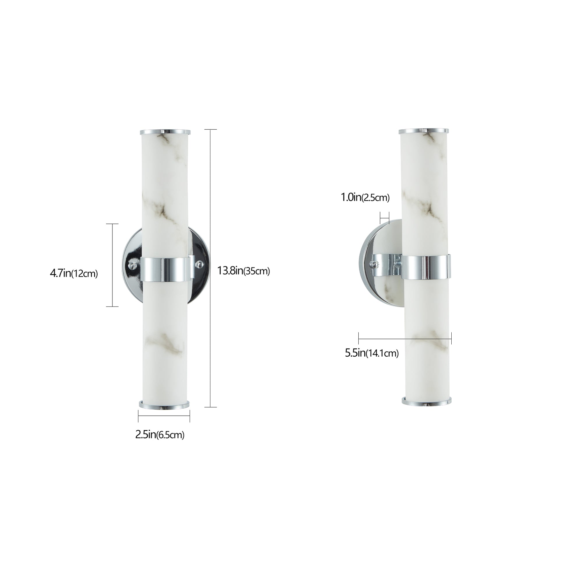 Chrome Faux Marble Wall Sconce, Set of 2 - view 11