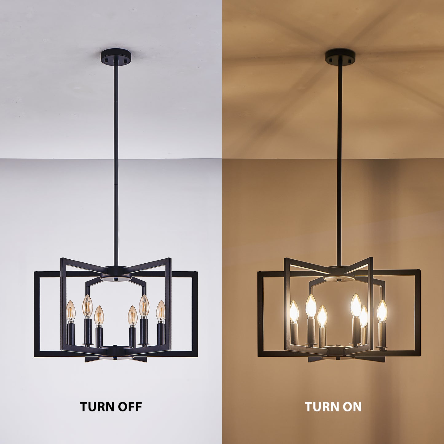 22" 6-Light Black Geometric Chandelier - view 8