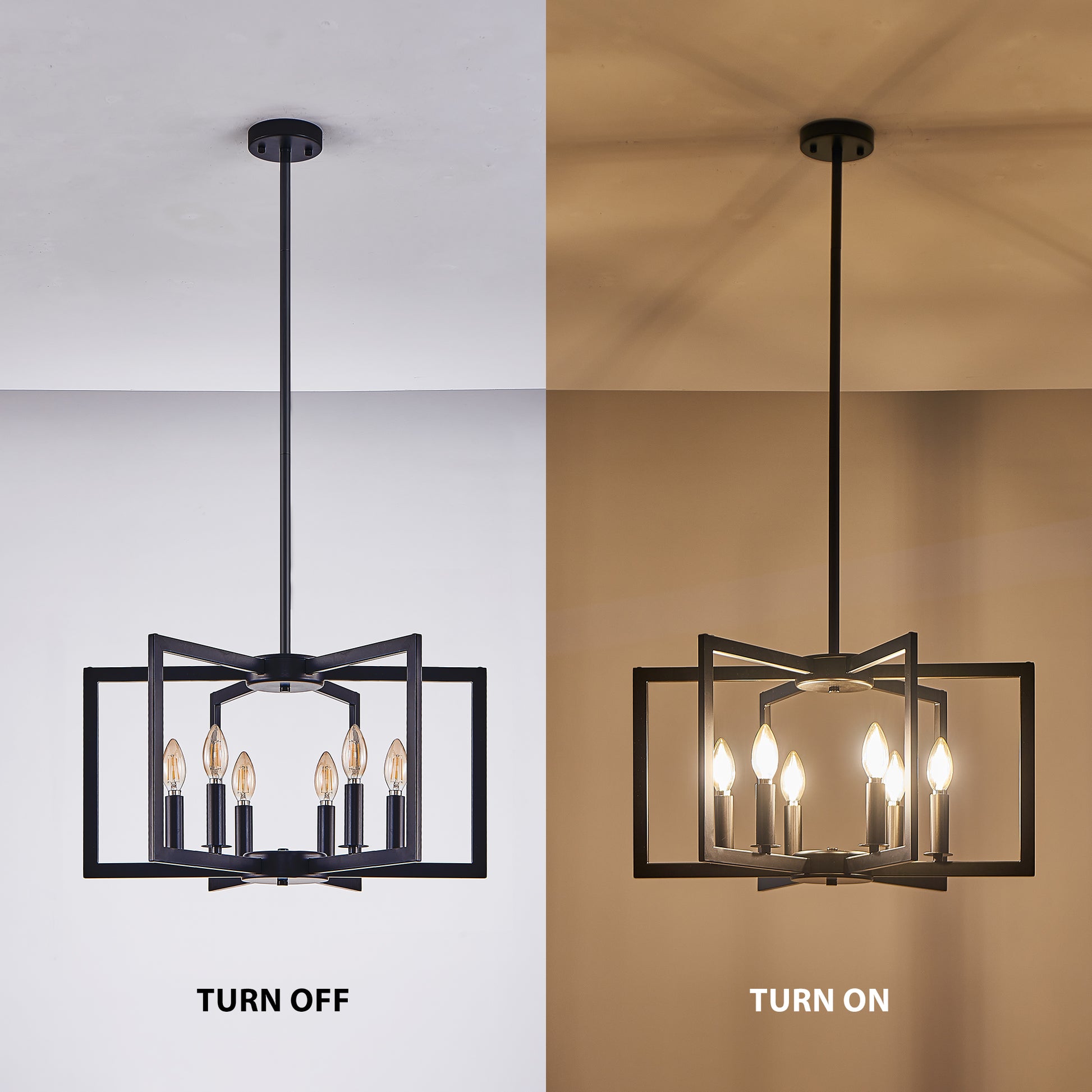22" 6-Light Black Geometric Chandelier - view 8