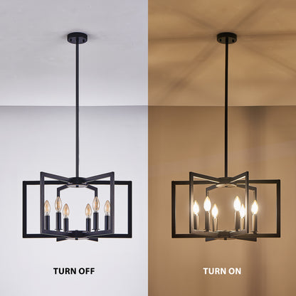 22" 6-Light Black Geometric Chandelier - view 8