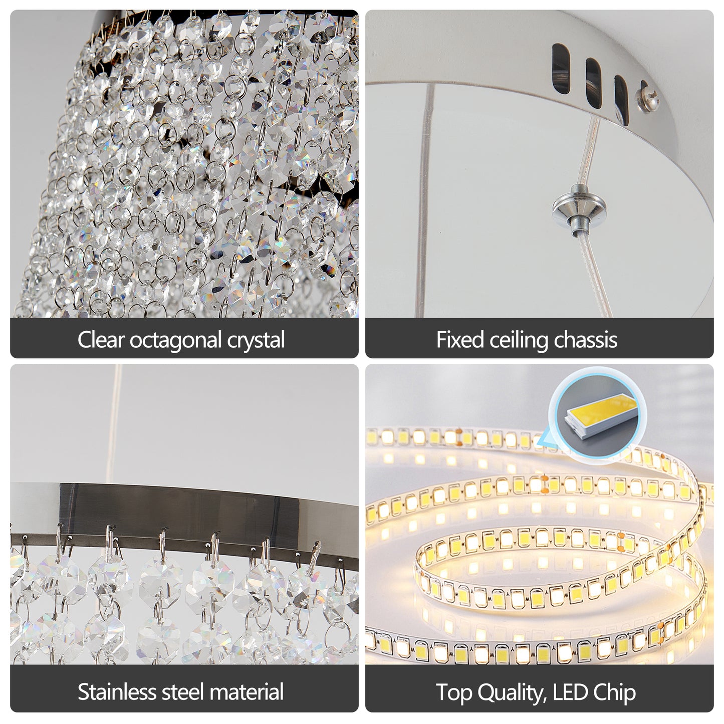 16" Luxury Chrome Crystal LED Chandelier - view 7