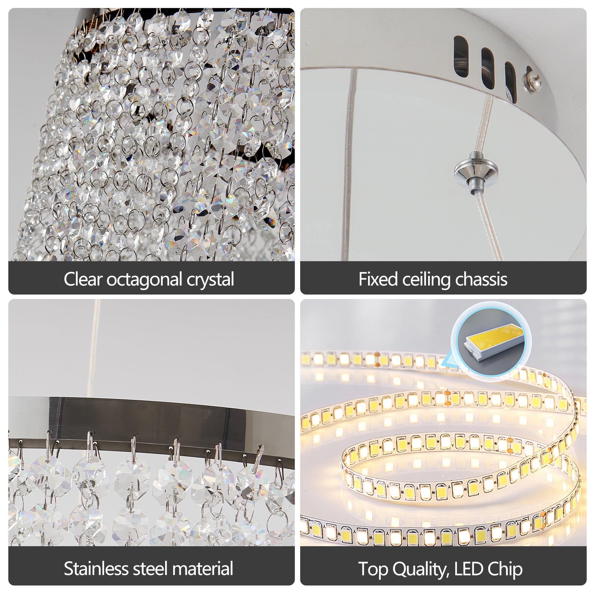 16" Luxury Chrome Crystal LED Chandelier - view 7