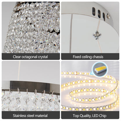 16" Luxury Chrome Crystal LED Chandelier - view 7