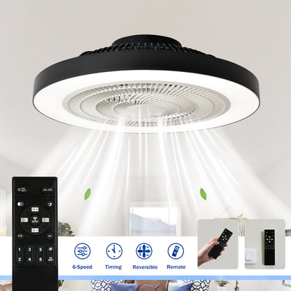 Matte Black Flush Mount Ceiling Fan with Dimmable LED - view 11