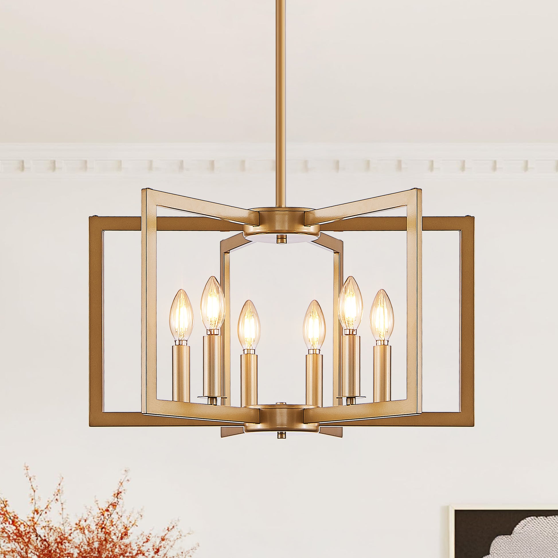22" 6-Light Gold Geometric Chandelier