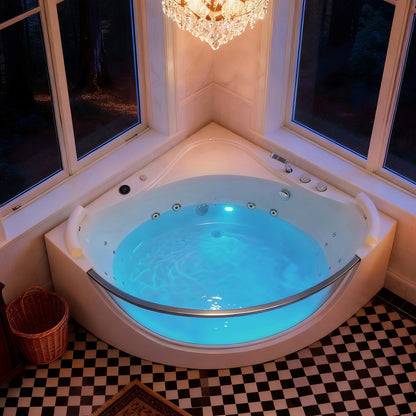 59 Inch Acrylic Corner Whirlpool Bathtub