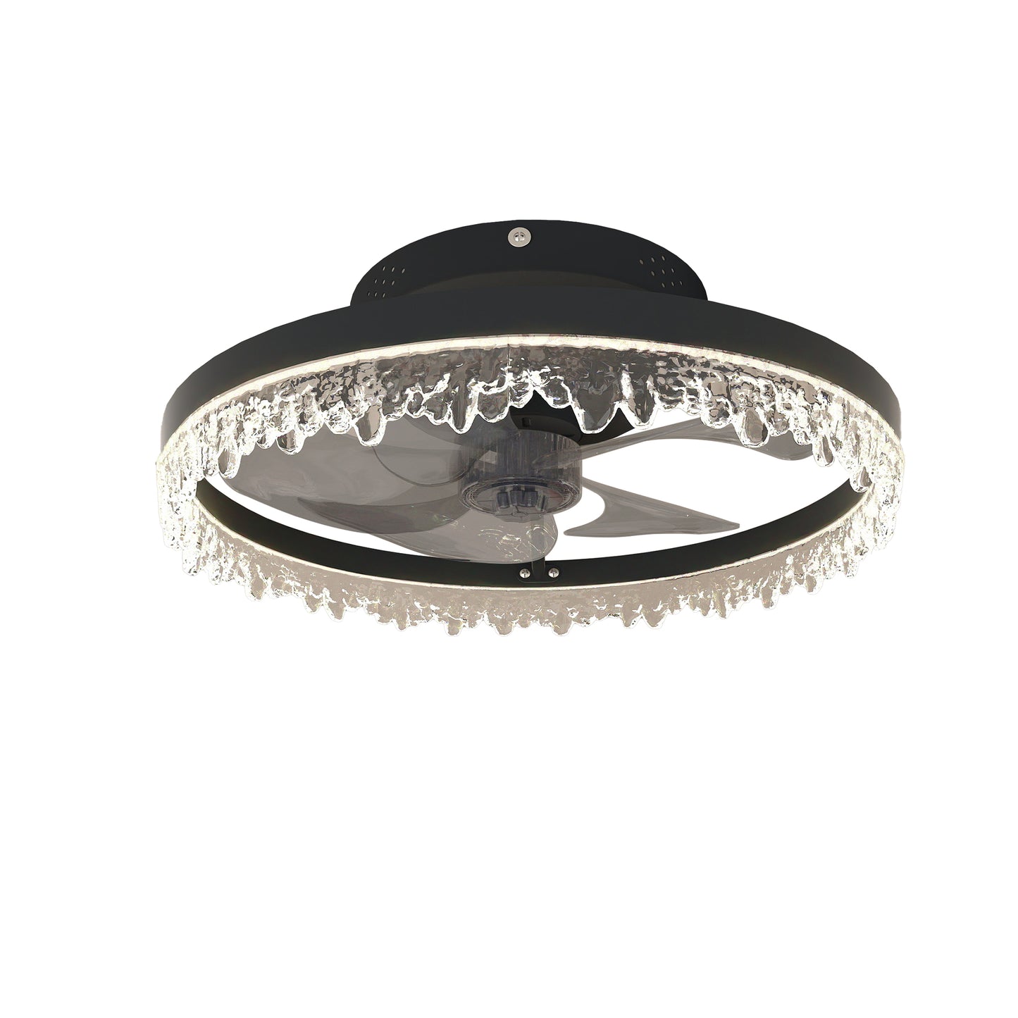 16" Black Flush Mount Ceiling Fan with Dimmable LED - view 9