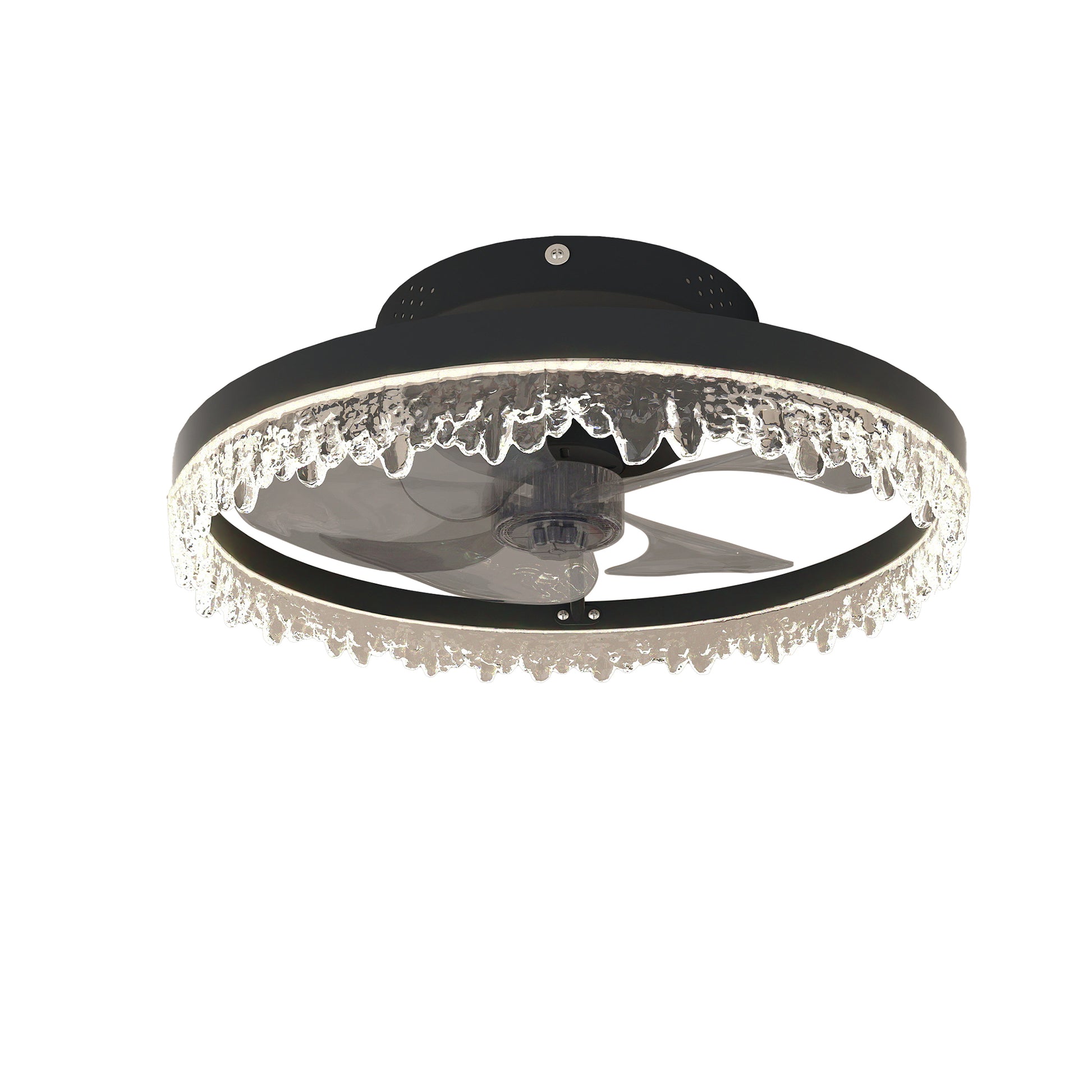16" Black Flush Mount Ceiling Fan with Dimmable LED - view 9