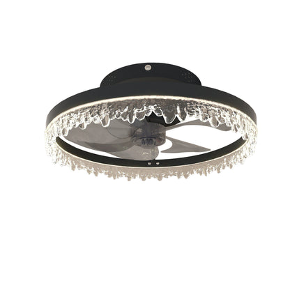 16" Black Flush Mount Ceiling Fan with Dimmable LED - view 9