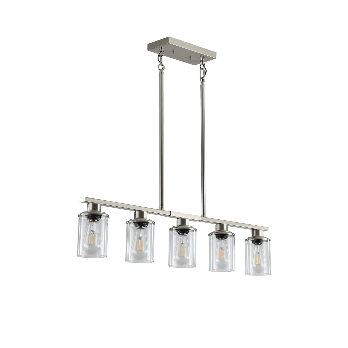 37" Brushed Nickel 5-Light Chandelier with Glass Shades - view 10