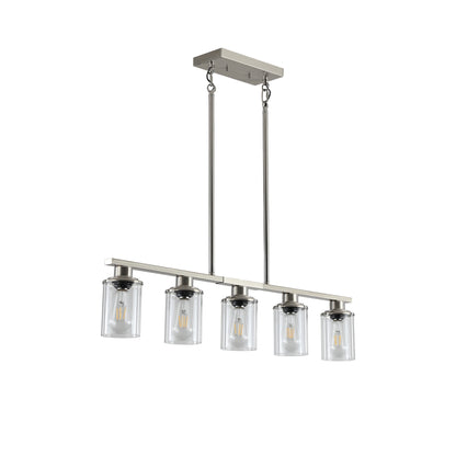 37" Brushed Nickel 5-Light Chandelier with Glass Shades - view 10