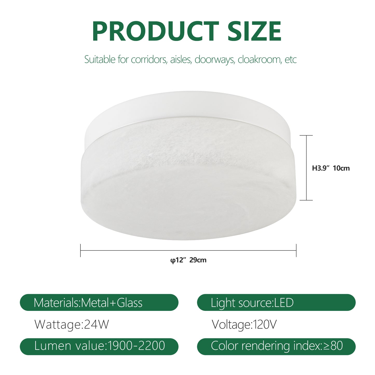 12" White Round LED Flush Mount Ceiling Light - view 9