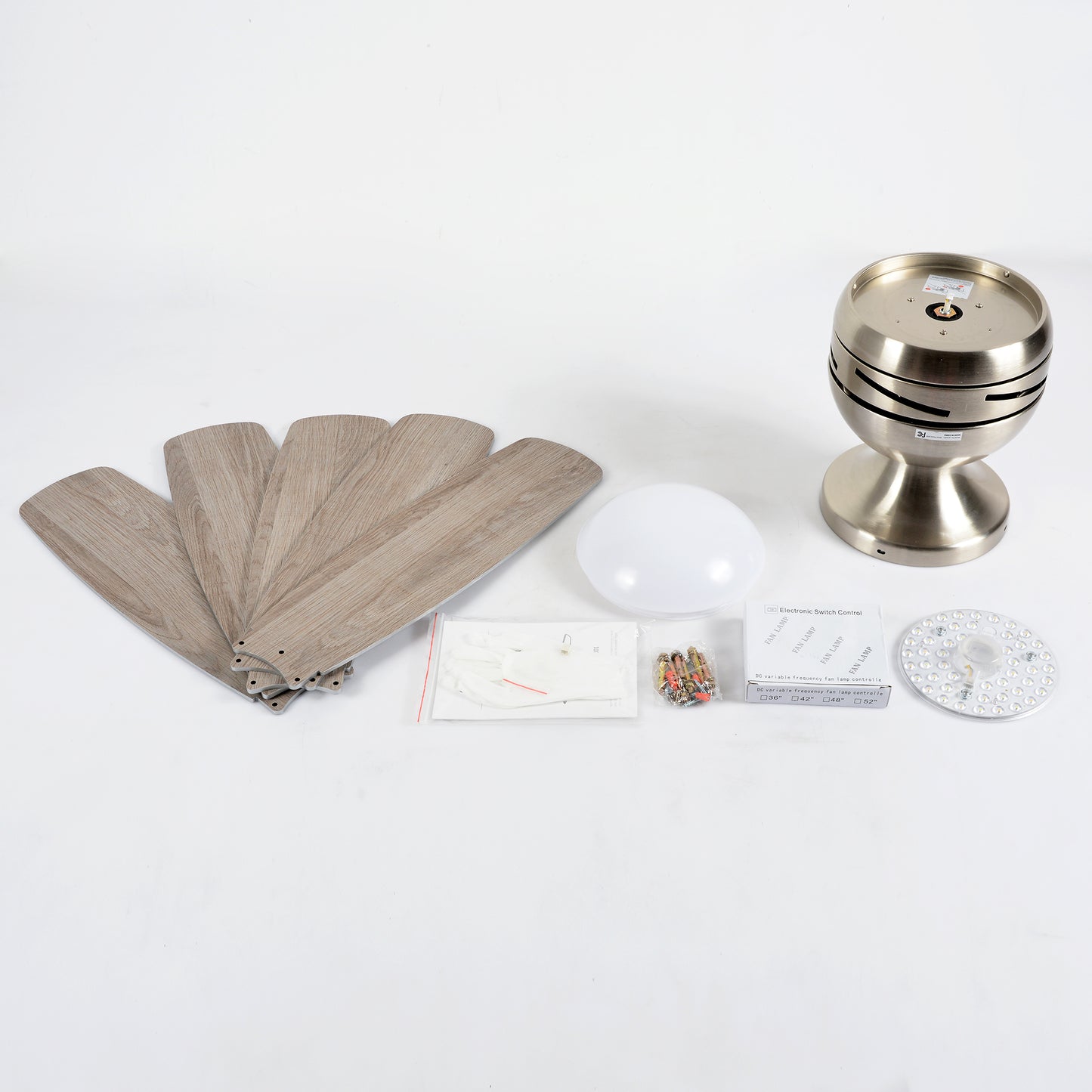 52" Satin Nickel Plywood Blade Ceiling Fan with Remote - view 13