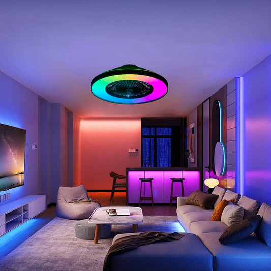 23" Black Smart Ceiling Fan with RGB LED