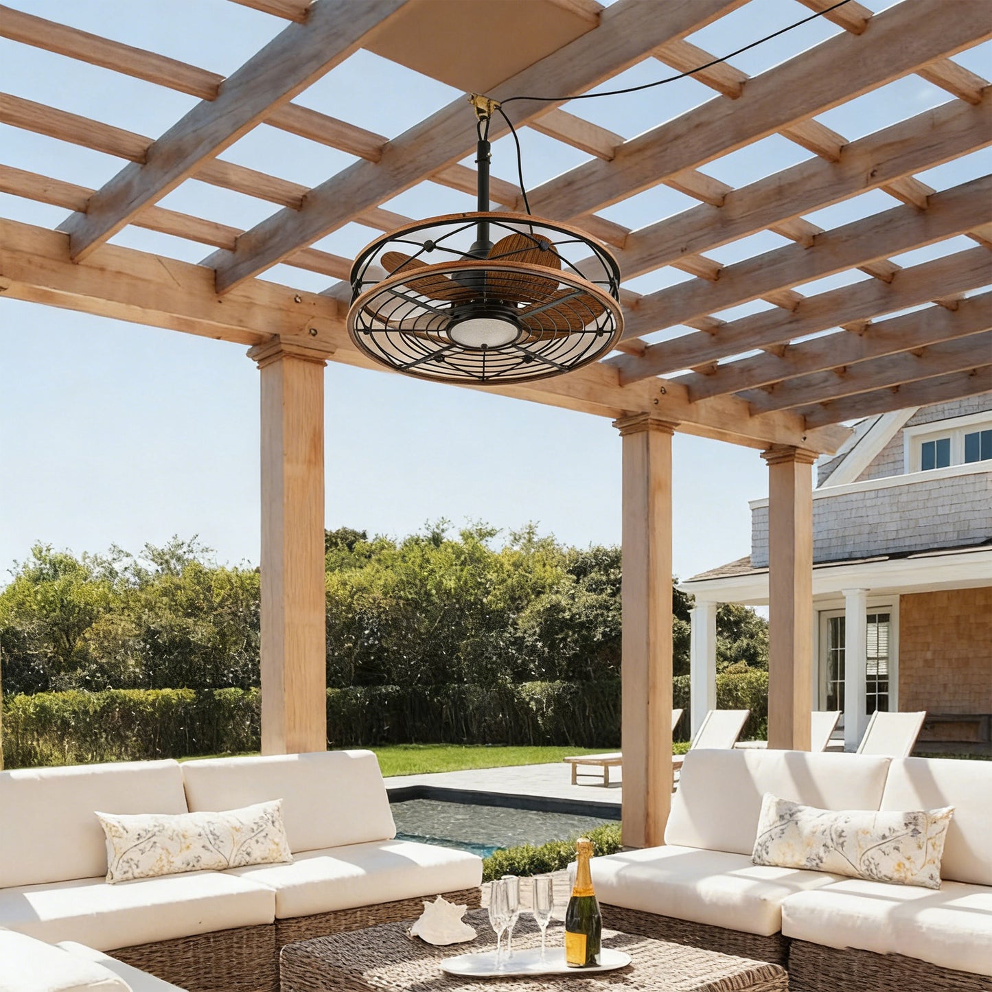 20" Matte Black Outdoor Ceiling Fan with Light and Remote - view 3