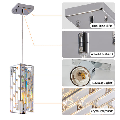 4" Chrome Crystal Pendant Light, Set of 3 - view 6