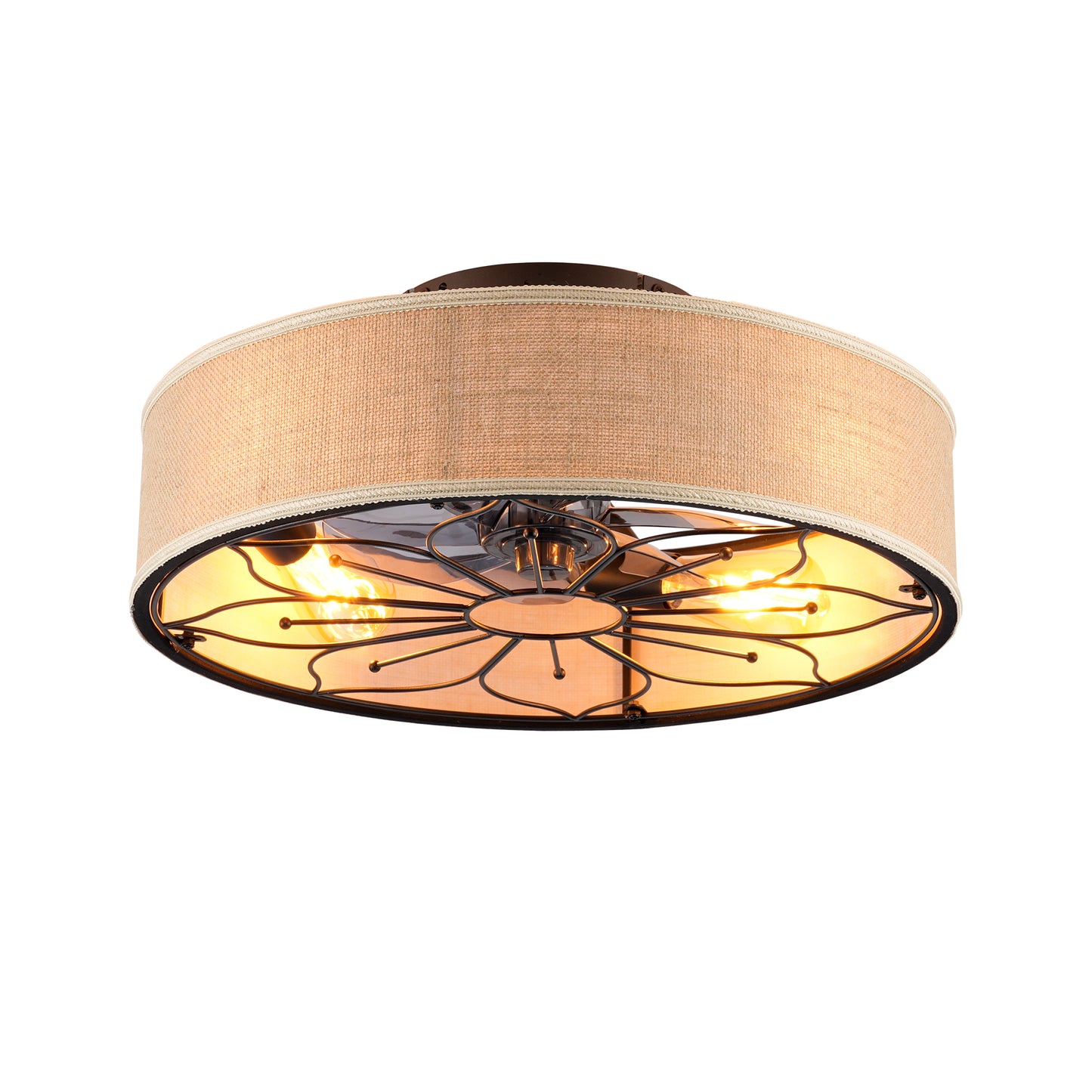 20" Lotus Fabric Farmhouse Bladeless Ceiling Fan with Remote - view 25