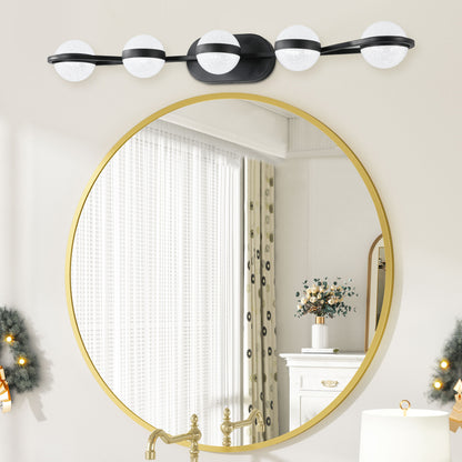 5-Light Black Vanity Light with Frosted Glass Shades - view 3