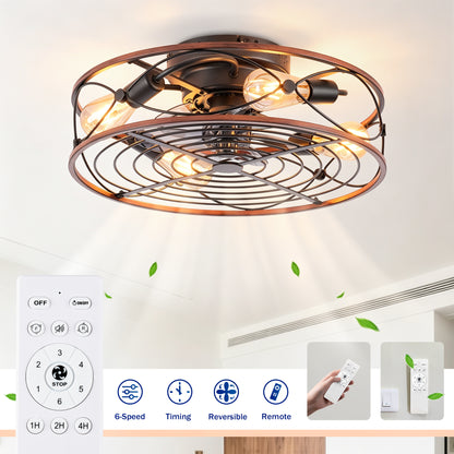 20" Matte Black Caged Ceiling Fan with Remote - view 8