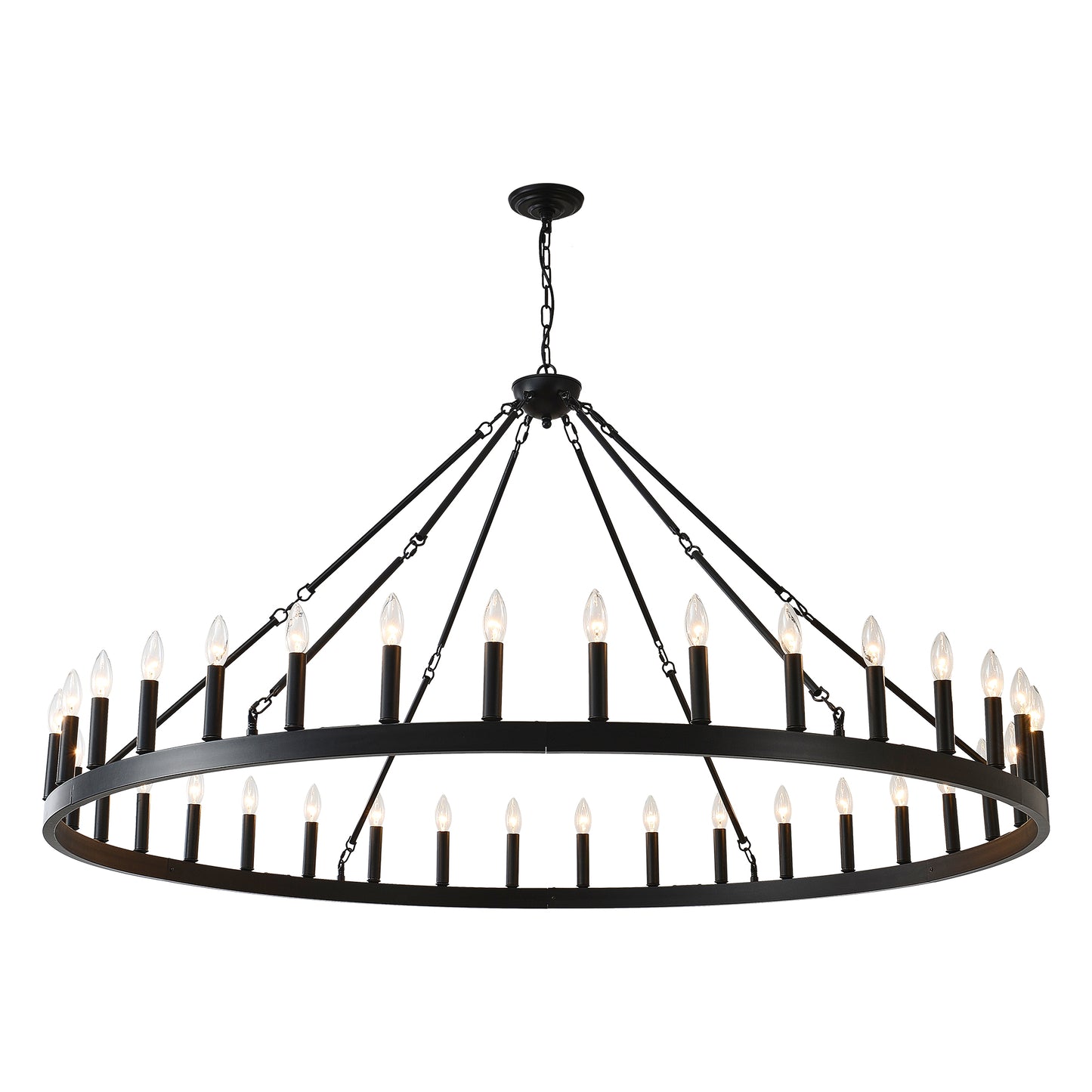 63.8" 36-Light Wagon Wheel Farmhouse Chandelier - view 18