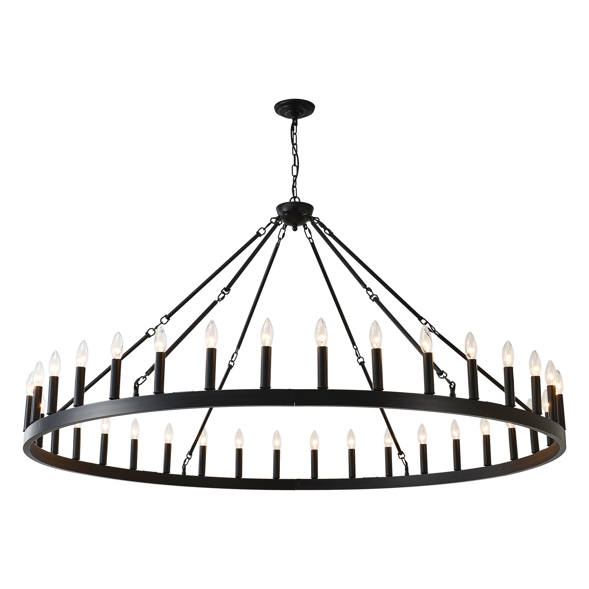 63.8" 36-Light Wagon Wheel Farmhouse Chandelier - view 18