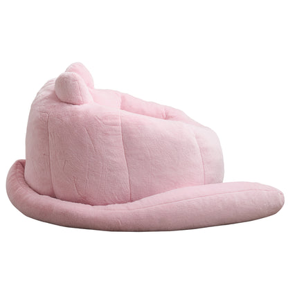 Cat-Shaped Faux Fur Bean Bag Sofa – Pink