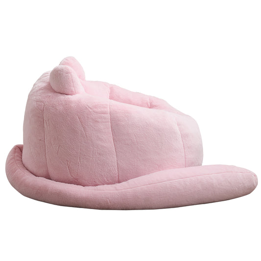 Cat-Shaped Faux Fur Bean Bag Sofa – Pink