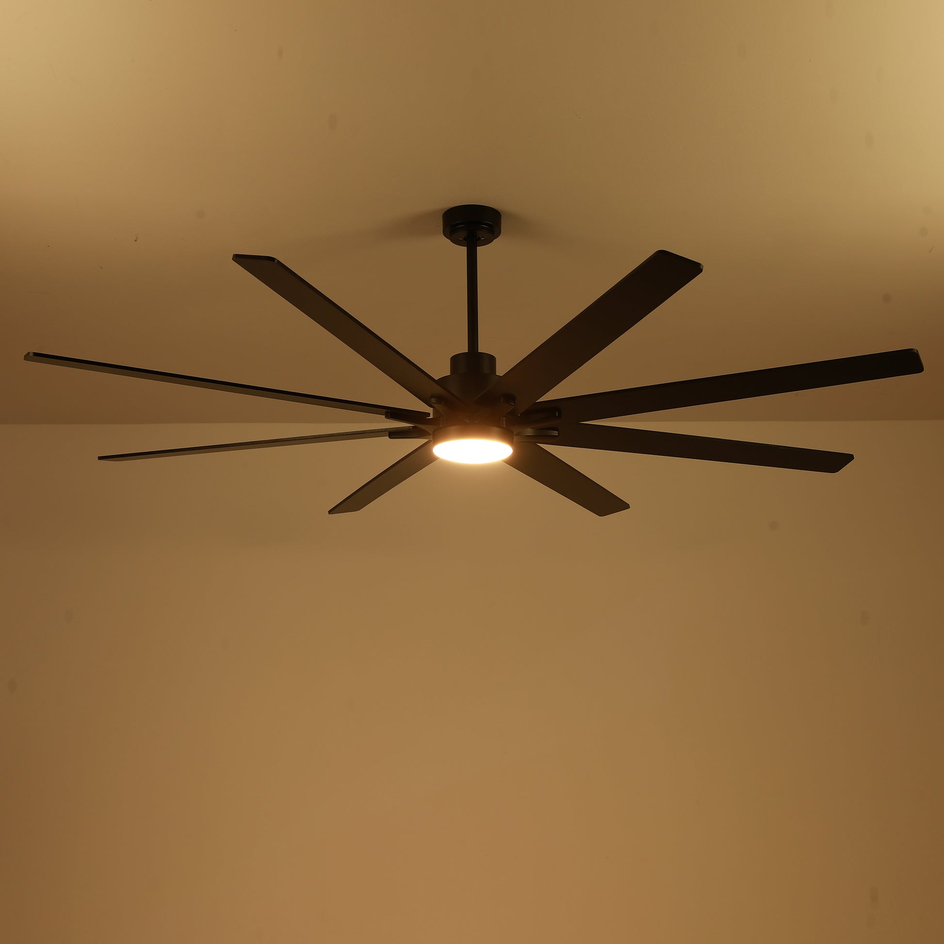 84" Matte Black Plywood Ceiling Fan with Dimmable LED - view 23