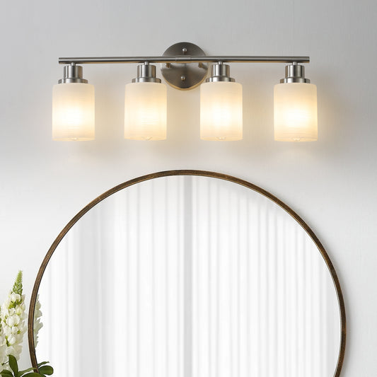 24" 4-Light Brushed Nickel Vanity Light with Frosted Glass