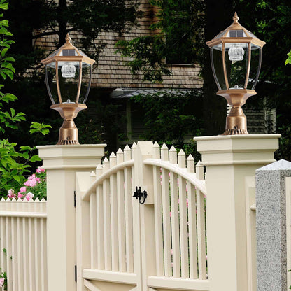 20"H Golden Vintage Solar Outdoor Lantern, Set of 2 - view 5