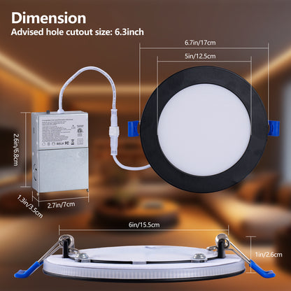 6" Black Dimmable LED Recessed Light, 6-Pack - view 6