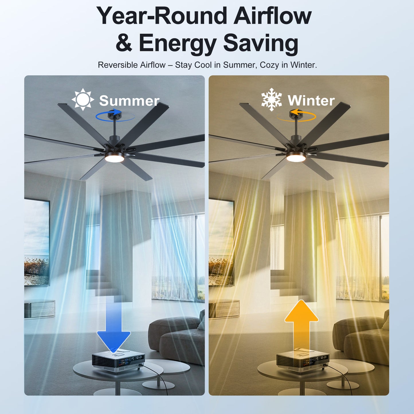 84" Matte Black Plywood Ceiling Fan with Dimmable LED - view 4