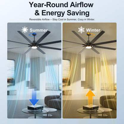 84" Matte Black Plywood Ceiling Fan with Dimmable LED - view 4