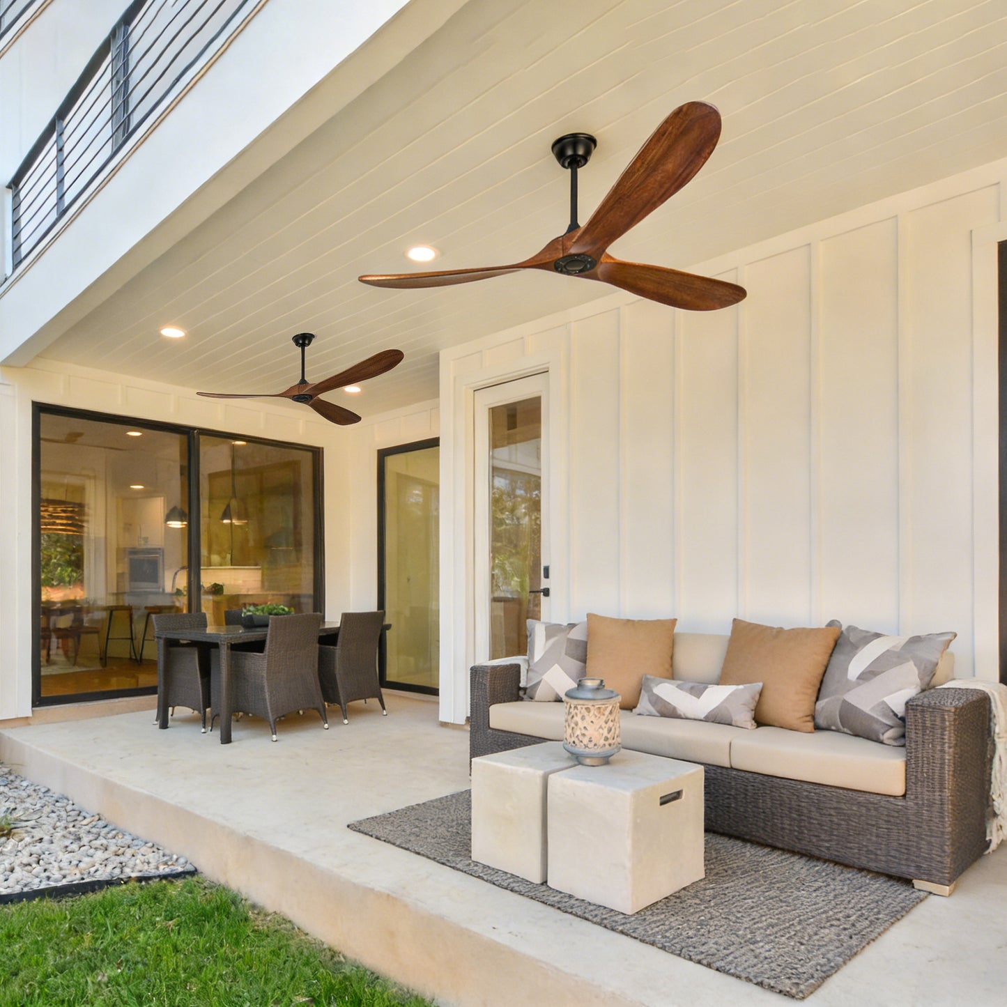 72" Walnut Solid Wood Ceiling Fan with Remote - view 4