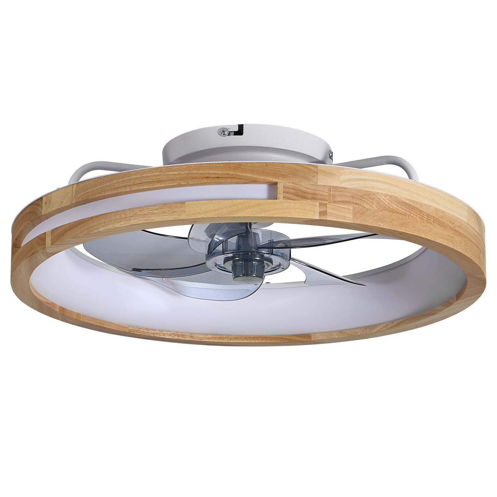 20" Wood Flush Mount Ceiling Fan with Dimmable LED - view 9